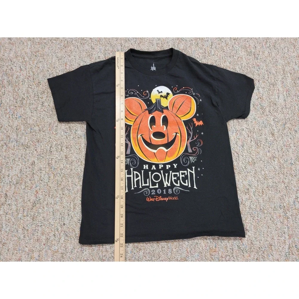 Disney Parks Shirt Kids Large Black Mickey Mouse Pumpkin Happy Halloween 2018